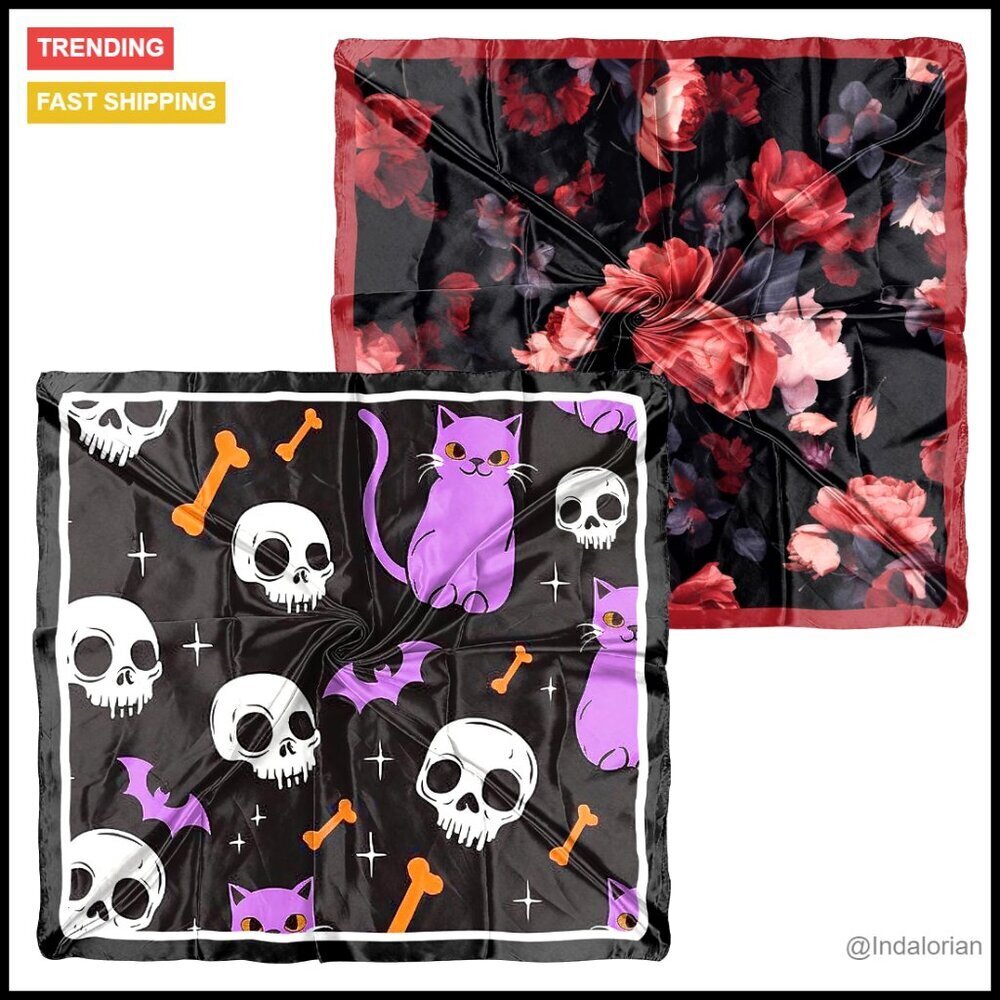 Satin Silk Feeling Scarf Large Square Head Wrap Bandana Y2K Aesthetic Accessory